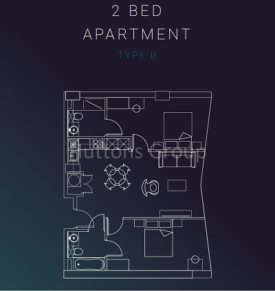 Infinity Waters Liverpool Floor plans for 2 bedroom Type B