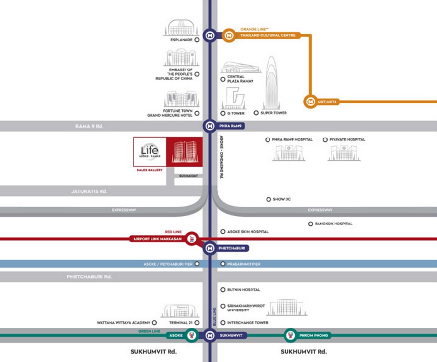 Life Asoke Rama 9 Bangkok Location Map